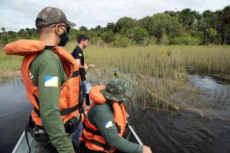 Fiscalização faz balanço da piracema com apreensão de quase 300 m de rede no Lago Azul e Rio Lontra