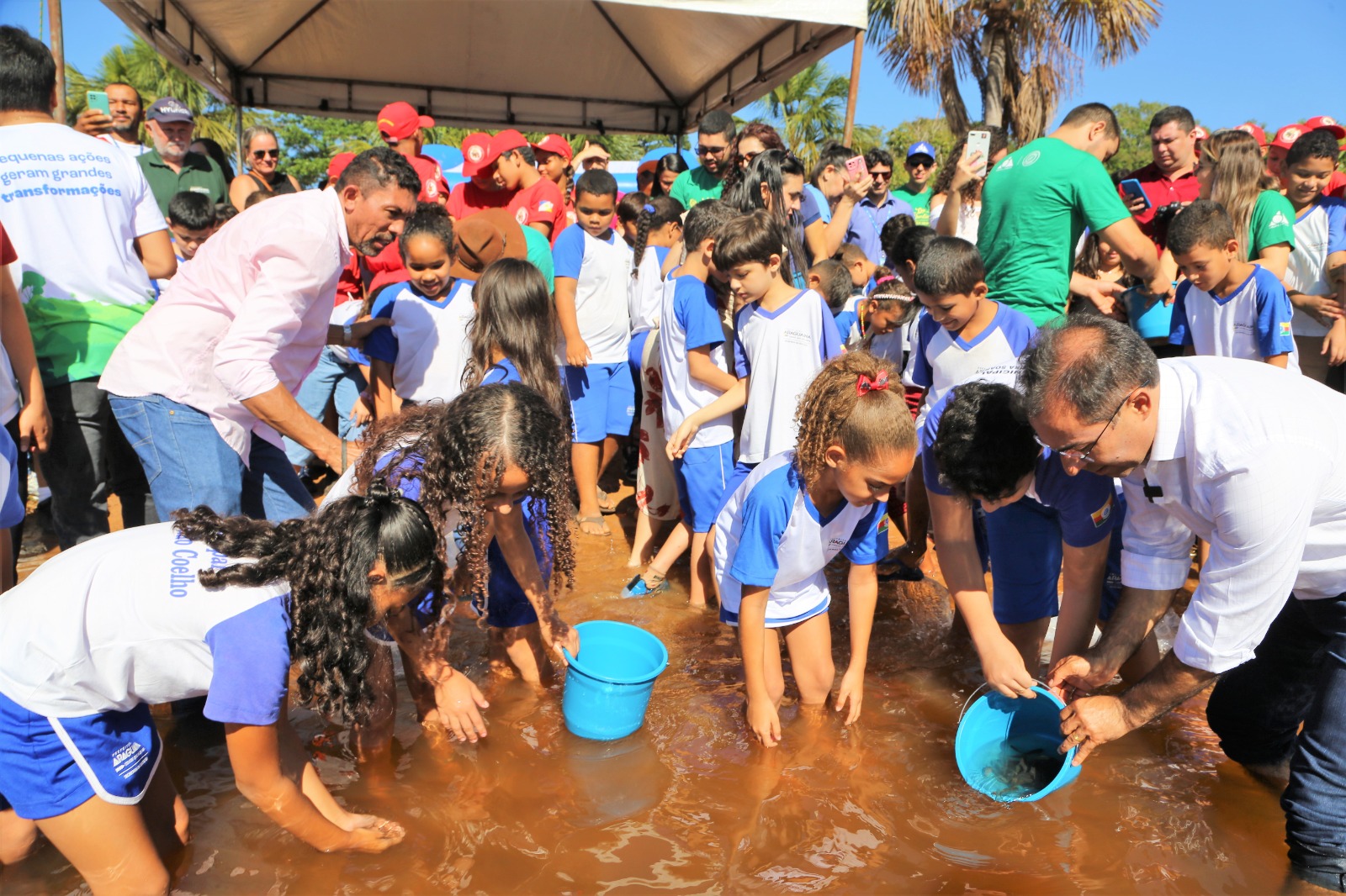 Durante a ação também foram soltos 3 mil alevinos, além do plantio de mudas de espécies nativas do cerrado